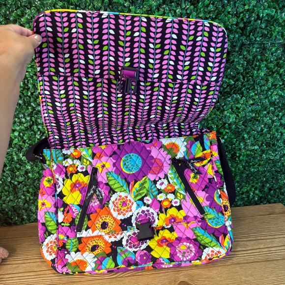 Vera Bradley Messenger Bag in Va Va Bloom Computer Bag Shoulder Bag College - Picture 9 of 10